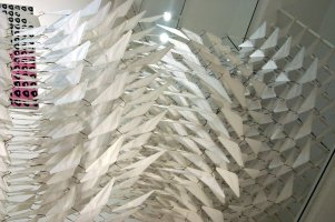sculpture made of coat hangers