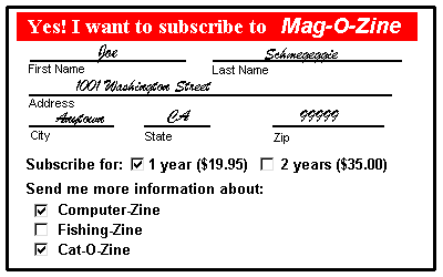Magazine subscription card