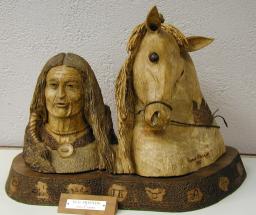 Busts of Native American and horse