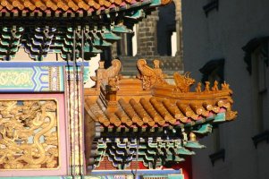 gate closeup showing section of roof