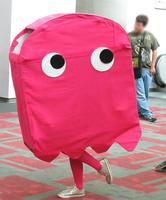 Woman dressed as a Pac-Man character