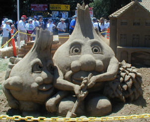 Two garlic bulbs digging