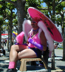 Drag queen in neon pink